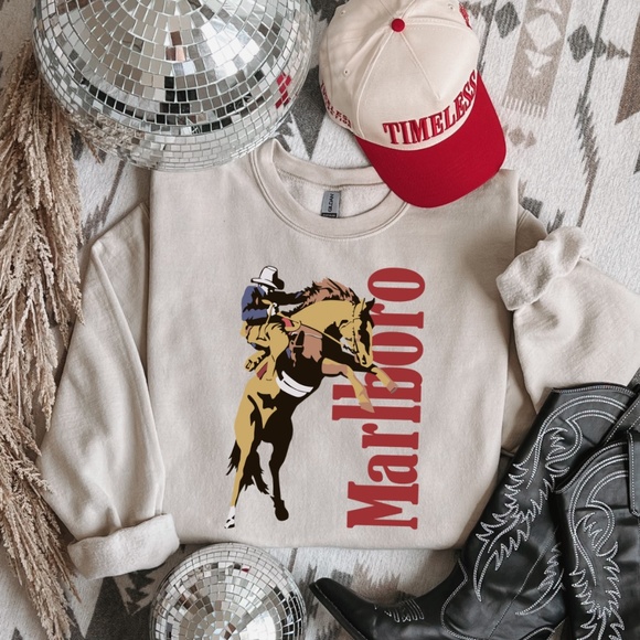 MARLBORO horse and cowboy vintage style sweater - Picture 1 of 1